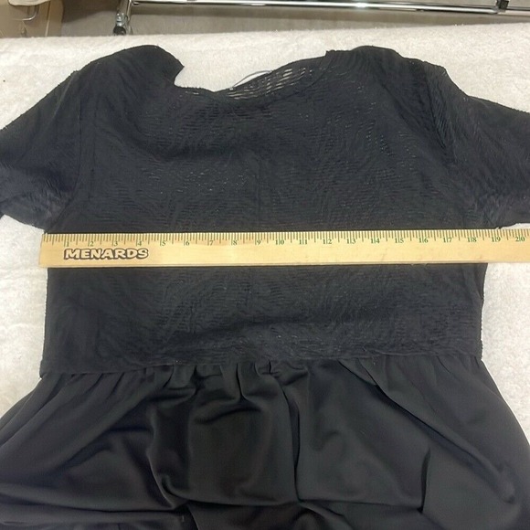 Zara Short Sleeve Midi Dress Womens Size Medium Black Sheer Top W/Embroidery - Picture 5 of 6